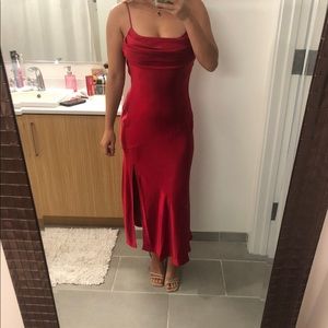 Saints and secrets Red Satin midi gown